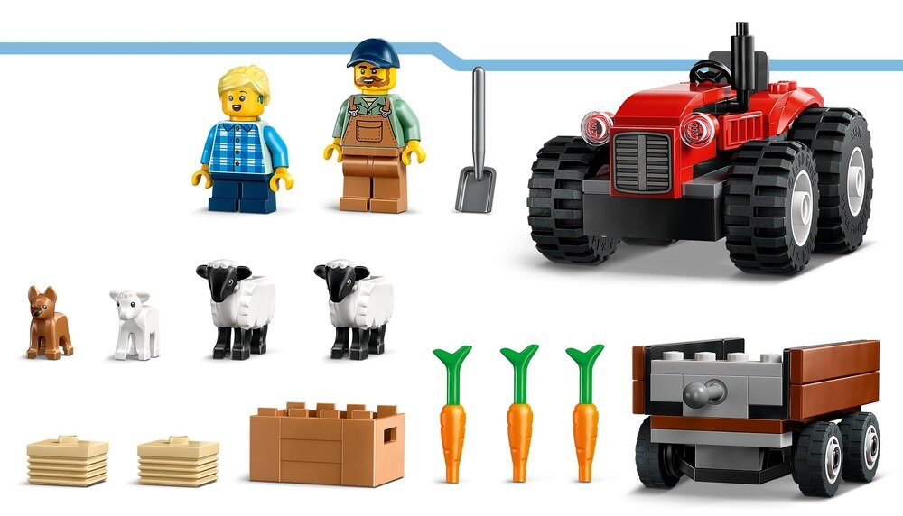 LEGO 60461 City Czerwony traktor z przyczepą i owcą  akcesoria zestawu figurki  