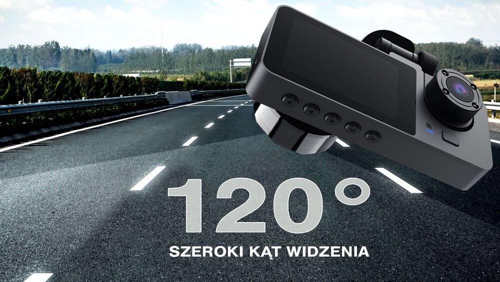 Wideorejestrator TRACER Halo 360D z autostradą w tle  