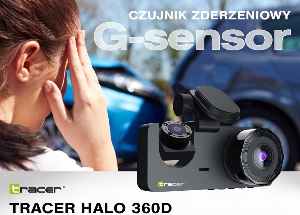 Wideorejestrator TRACER Halo 360D z wypadkiem w tle  