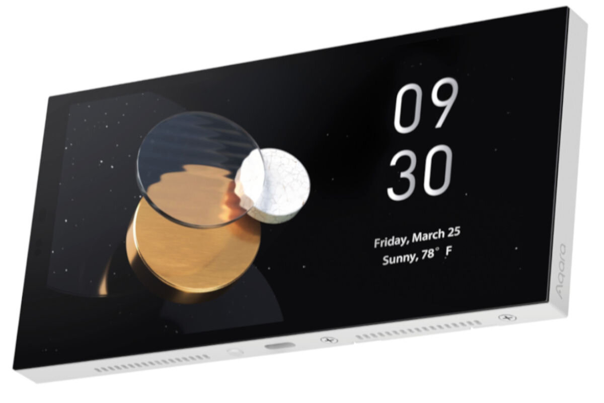 Inteligentny sterownik AQARA HUB S1 Plus EU MP-K03D, panel sterowania, przekątna, aplikacje, protokół, zigbee, matter, Zdjęcie przedstawia Sterownik w pełni rozpakowany na białym tle