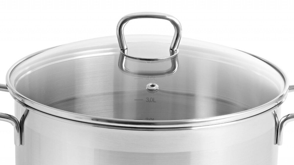 Zestaw garnków GERLACH Brava (8 elementów) uzytkowanie dopasowane pokrywki ze szkla hartowanego odpowietrznik