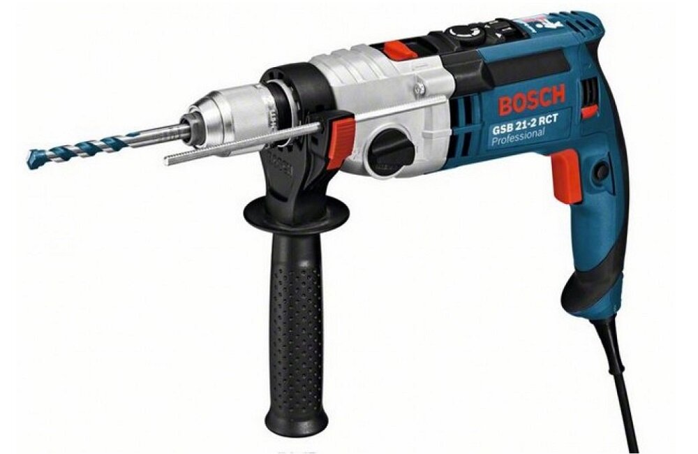 Wiertarka udarowa BOSCH GSB 21 2 RCT Professional Udogodnienia na wyciągnięcie ręki system auto lock mechaniczne sprzęgło przeciążeniowe Anti Rotation System Constant Electronic System Torque Control