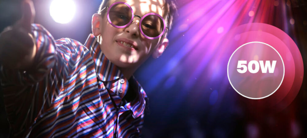 Kula świetlna MUSICMATE MM-DB210 Galaxyburst moc 50 W 12 diod LED o mocy 3 W dynamiczne efekty świetlne zsynchronizowane z muzyką lub działające autonomicznie wyświetlacz LED uchwyt sufitowy pilot