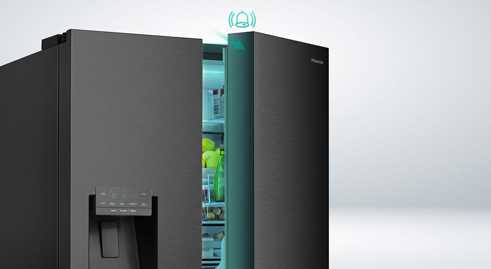 LODÓWKA HISENSE RQ7P522STFE MD alarm sygnał dźwiękowy bezpieczeństwo otwarte drzwi