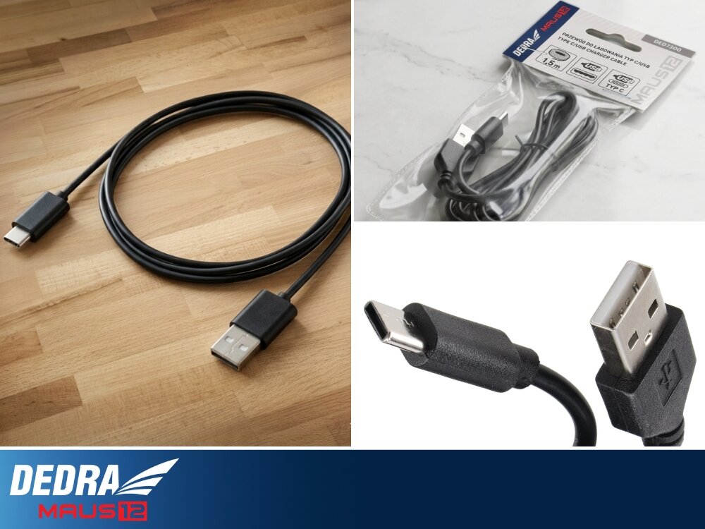 Przewód do ładowania DEDRA DED7300, ładowanie, dedykowana, 12 V, proste, Przewód DEDRA DED7300 USB-C ładowanie akumulator MAUS12 bez stacji dokującej wygodnie