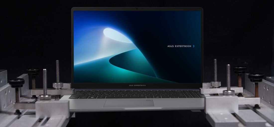 Infografika testów wytrzymałościowych ASUS Superior Durability - test hinge, drop test, twist test dla ExpertBook P1