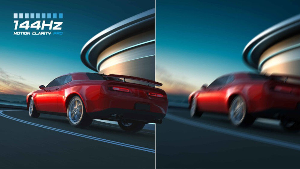 Telewizor TCL 85C8K - Płynność bez kompromisów, Częstotliwość 144 Hz, samochód jadący po drodze