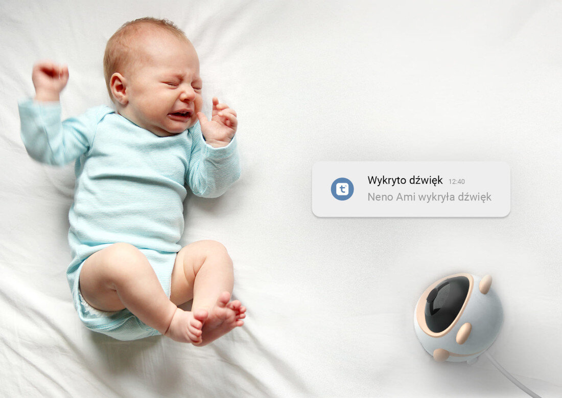 Niania elektroniczna NENO Ami Ustaw, gdzie chcesz Wykrywanie dźwięku informacja alert