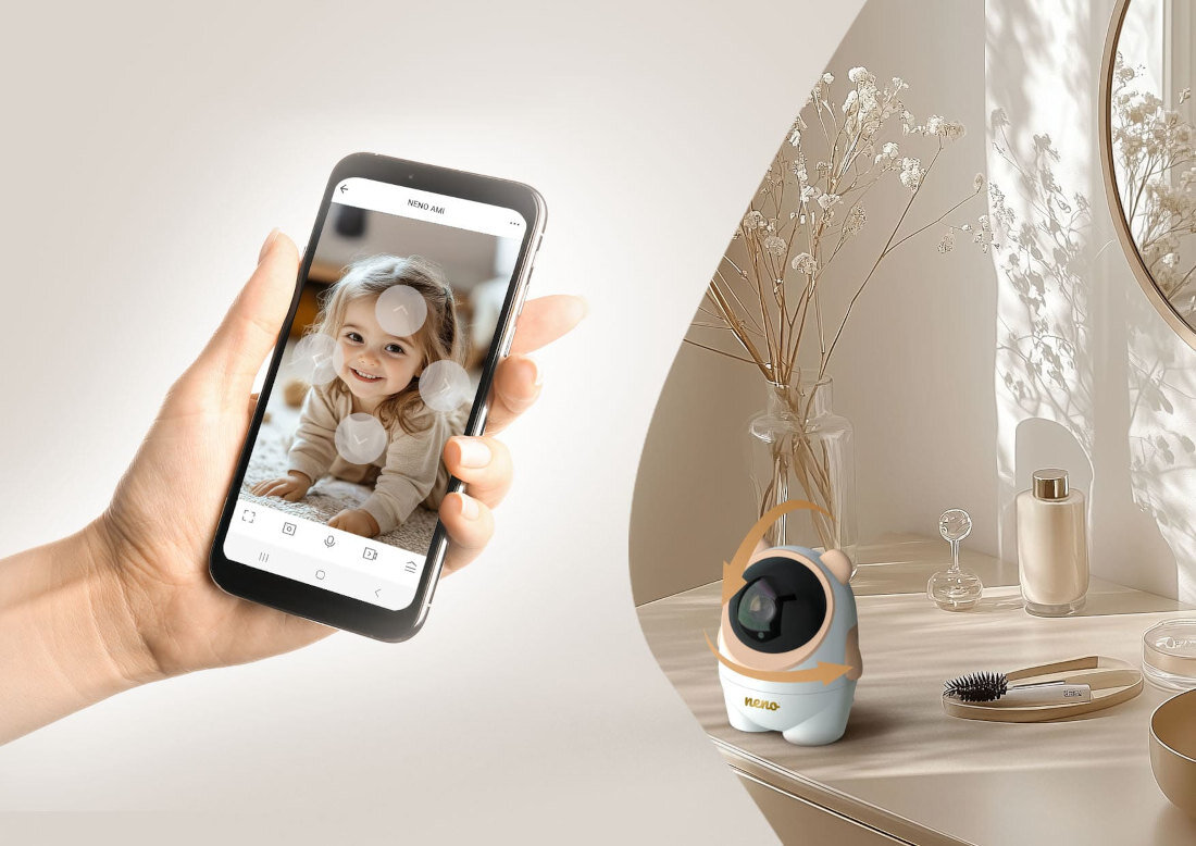 Niania elektroniczna NENO Ami Obrotowa głowica miś Ami 355° w poziomie i 55° w pionie wgląd