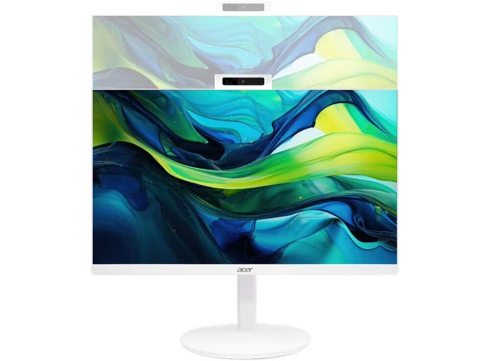 Komputer ACER Aspire C27-1E13U7UNH Zbliżenie na wysuwaną kamerę internetową umieszczoną nad ekranem komputera typu all-in-one, podstawa, ergonomia, regulacja, uchwyt VESA