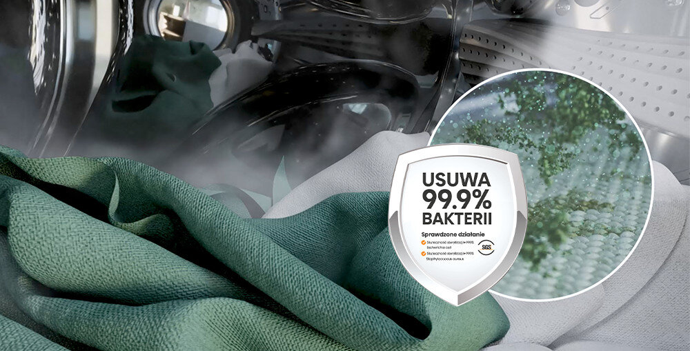 PRALKO-SUSZARKA HISENSE WD5S1045BW alergia bakterie usuwanie AllergyCare czyste pasożyty