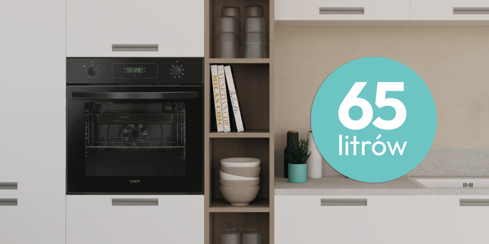 PIEKARNIK CANDY FIDCP N615 L grafika pojemność 65 litrów Piekarnik w zabudowie kuchennej front zamknięty kilka potraw jednocześnie pojemne wnętrze