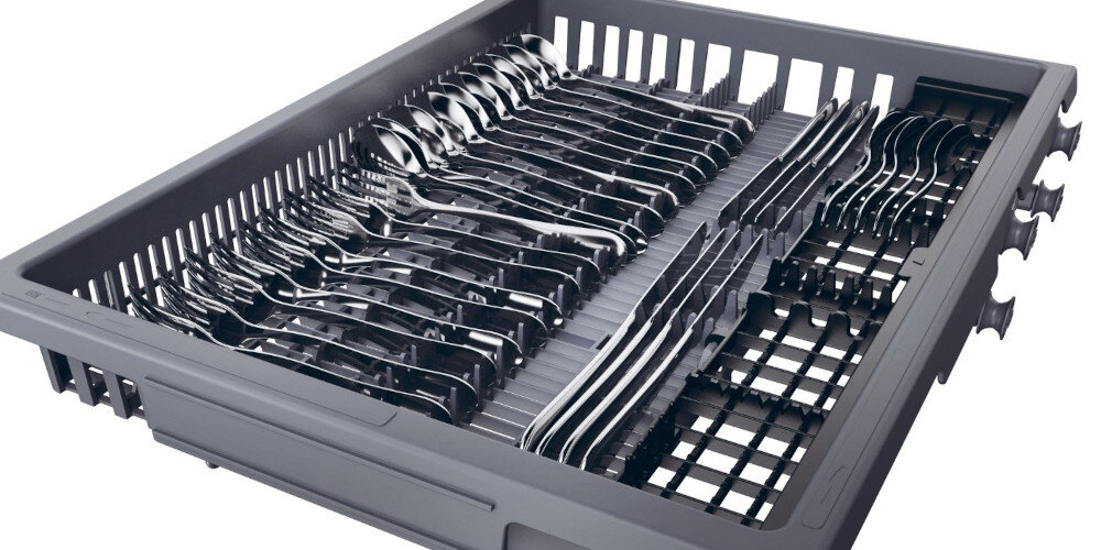 ZMYWARKA CANDY CF1C7SB1FX RAPIDO SLIM Specjalna szuflada na sztućce organizacja regulowana szuflada przesuwane przegródki drobne naczynia