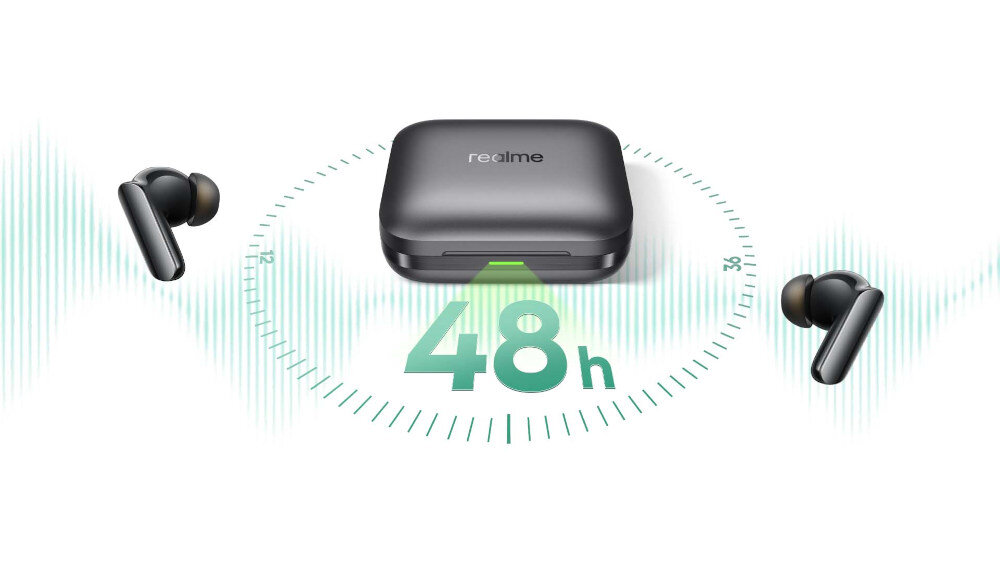 Słuchawki dokanałowe REALME Buds Air 7 Pro - Energia na cały dzień, słuchawki dokanałowe z etui ładującym , czas pracy