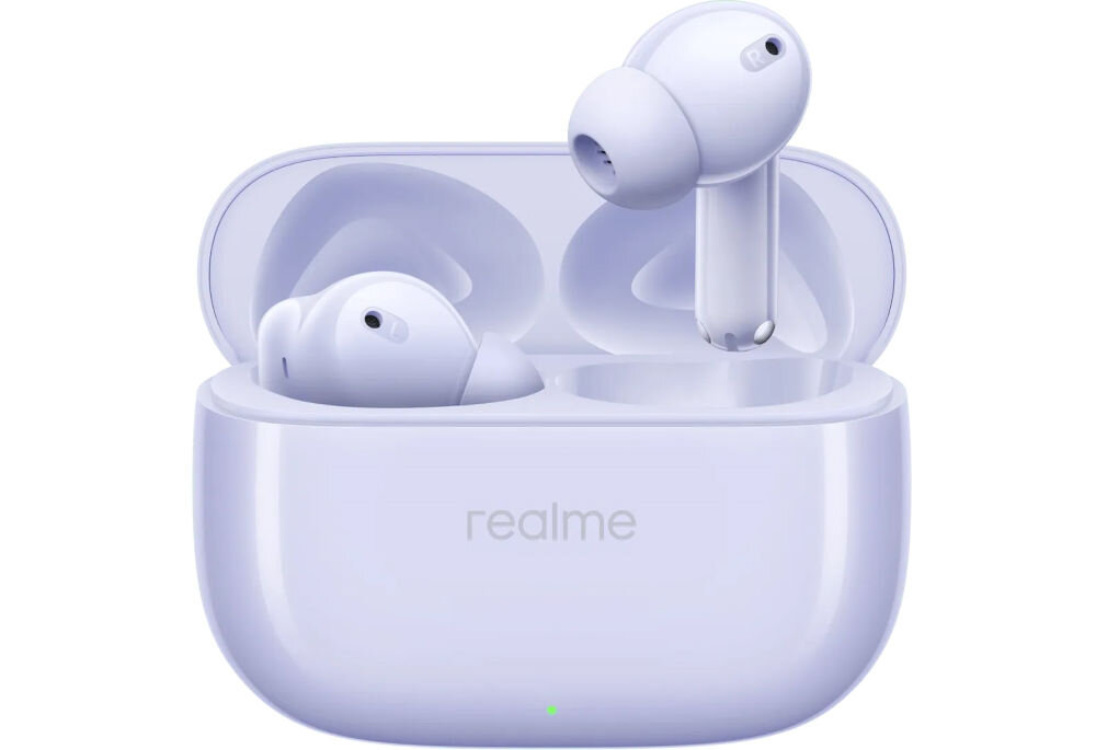 Słuchawki dokanałowe REALME Buds T310 ANC - Automatyczne połączenie, etui z słuchawkami na białym tle