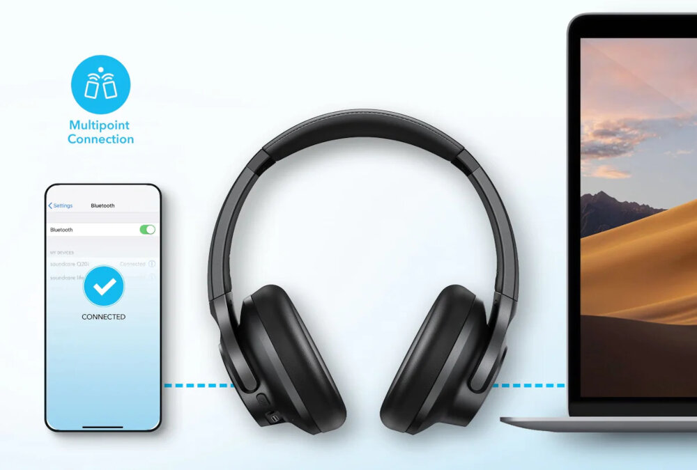 Słuchawki nauszne SOUNDCORE Q20i bluetooth łączność