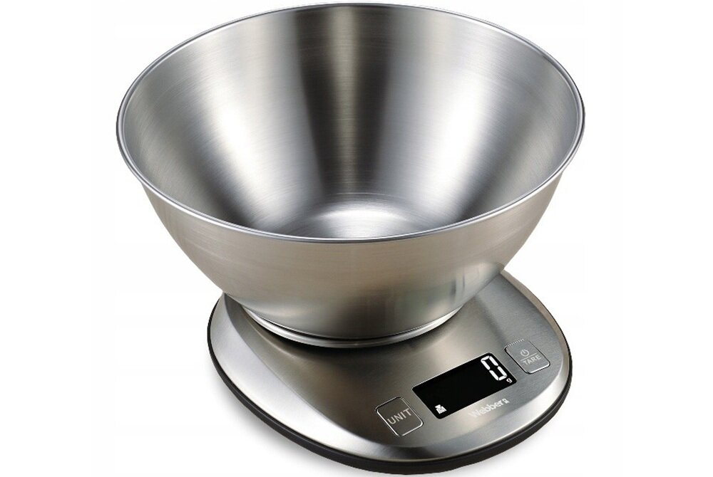 Waga kuchenna WEBBER Handy EK4390H Inox funkcja tarowania, bez opróżniania, czytelny wyświetlacz LCD, wygodny odczyt, wskaźnik przeciążenia i niskiego poziomu baterii