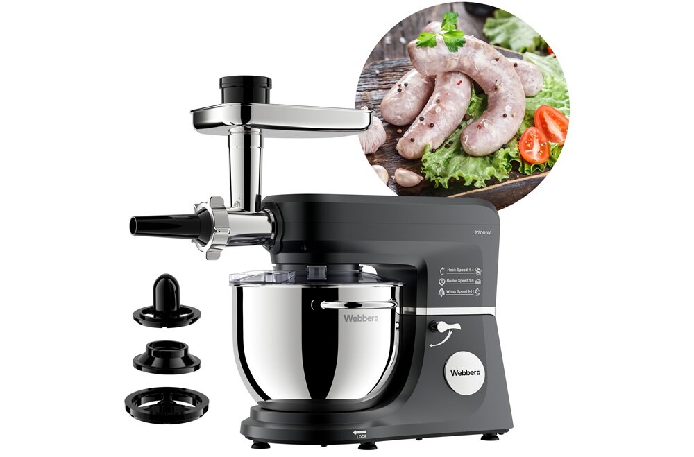 Robot kuchenny planetarny WEBBER Modern SM17 4 końcówki robocze, maszynka do mięsa, 3 sita, szerokie zastosowanie