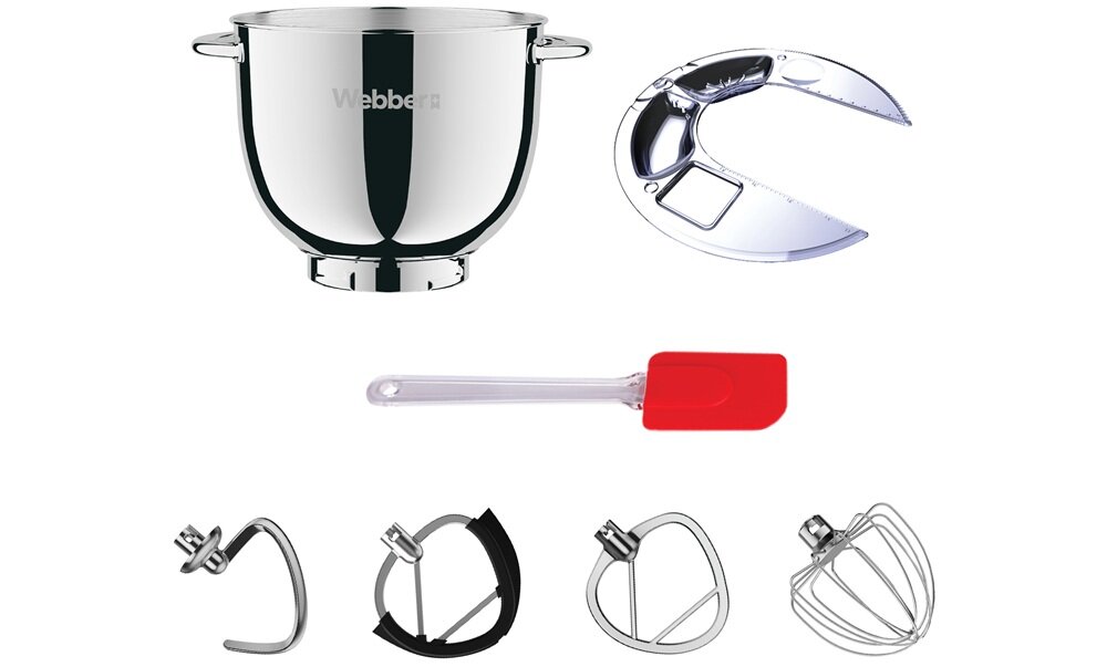 Robot kuchenny planetarny WEBBER Next SM16 zestaw 4 końcówek, hak, mieszadło klasyczne, ułatwienie pracy