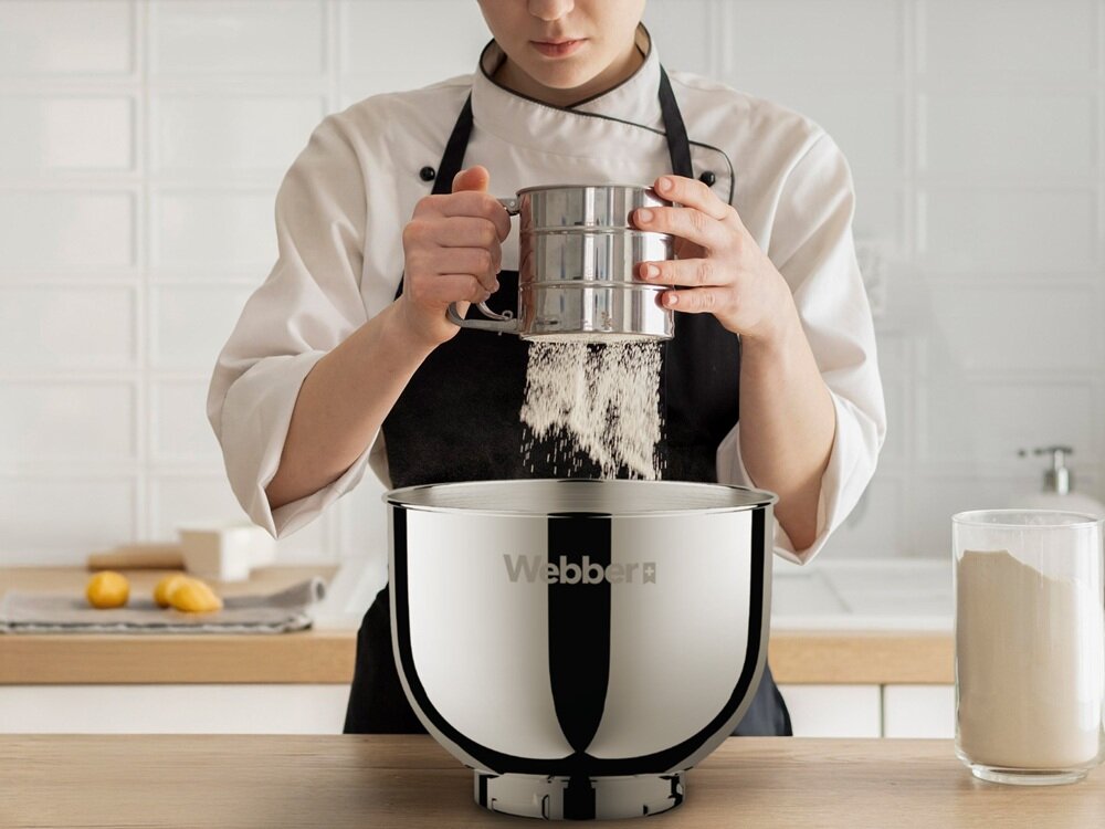 Robot kuchenny planetarny WEBBER Next SM16 solidna konstrukcja, antypoślizgowe nóżki, blokada misy i ramienia, zabezpieczenie przed przegrzaniem