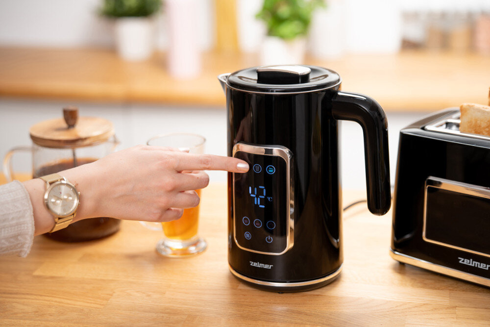 Czajnik ZELMER ZCK8065 Czarny Pełna kontrola kolorowy panel dotykowy ustawienia temperatura elegancję klasy premium