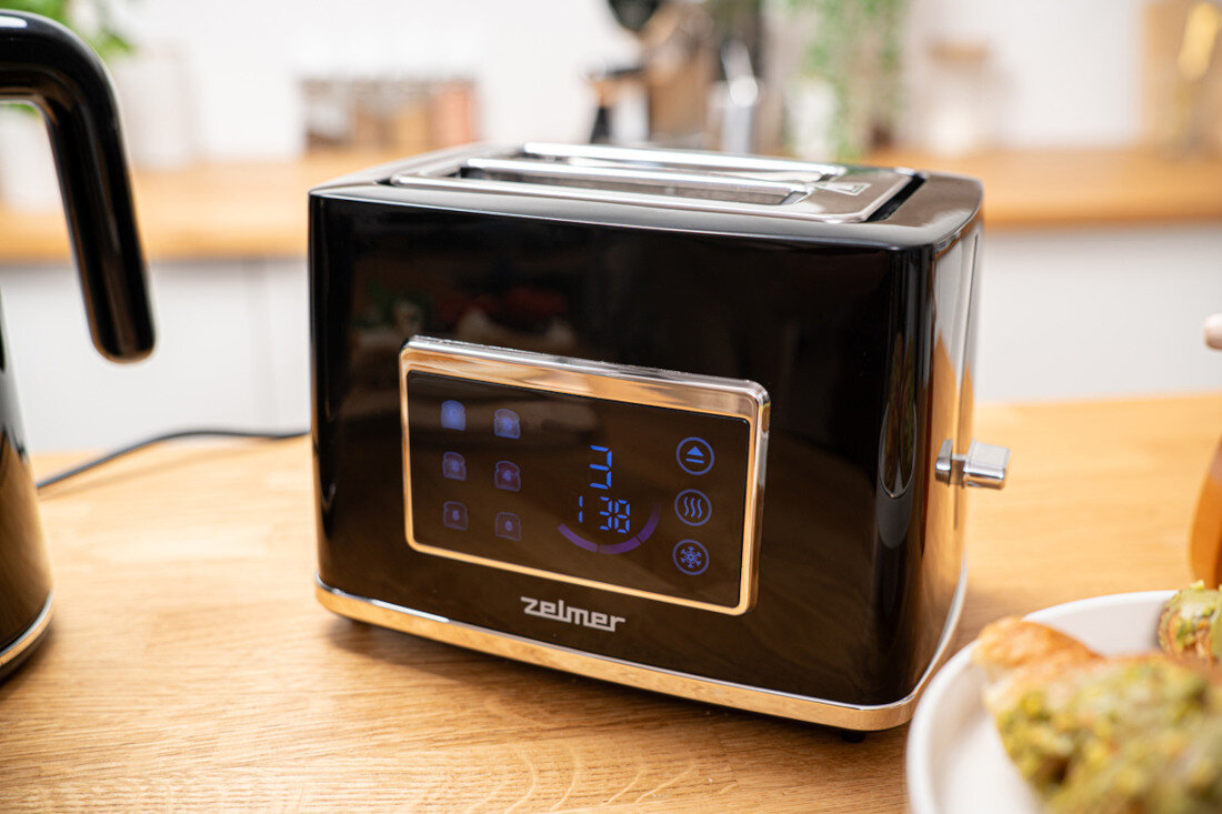 Toster ZELMER ZTS8065 Czarny Dopasuj stopień opiekania preferencj 6-stopniowa regulacja opiekania kontrola proces od subtelnie złocistego pieczywa po intensywnie wypieczone tosty