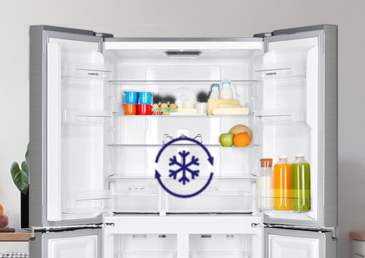 Zbliżenie na zamrażarkę lodówki.