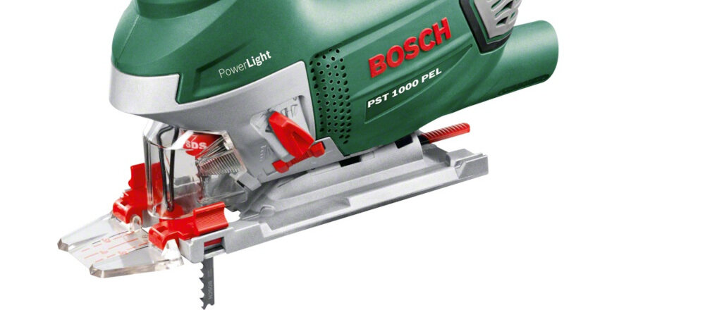 Wyrzynarka BOSCH PST 1000 PEL silnik o mocy 650 W maksymalna prędkość brzeszczotu 3100 skok/min do pracy w drewnie stali i plastiku