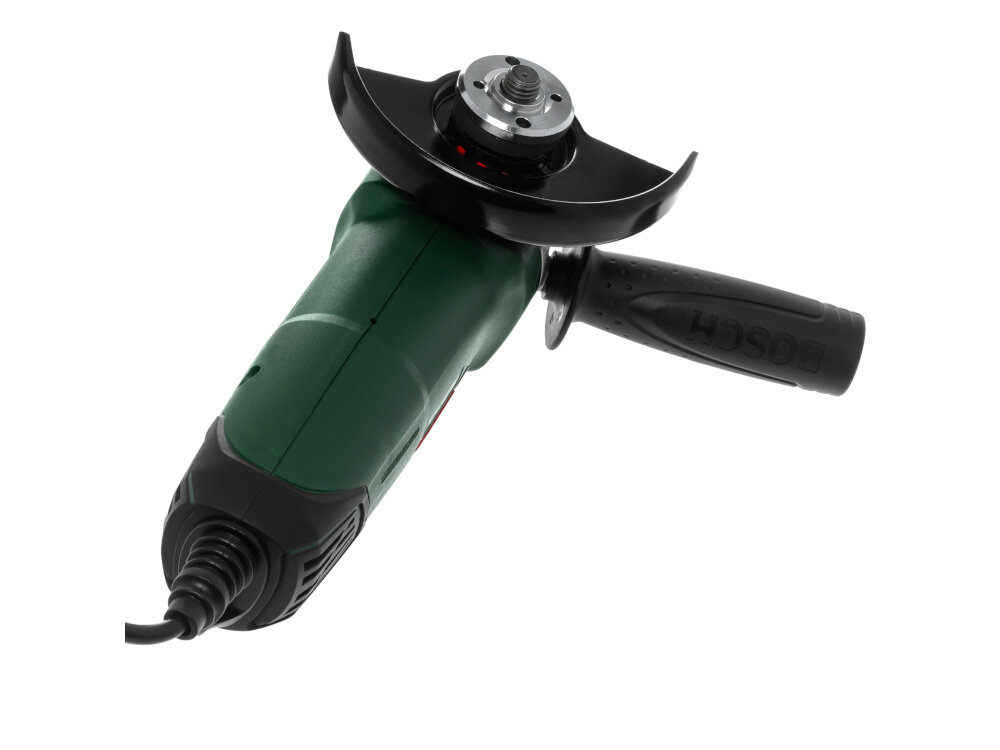 Szlifierka kątowa BOSCH PWS 850-125 blokada wrzeciona blokada włącznika możliwość pracy ciągłej