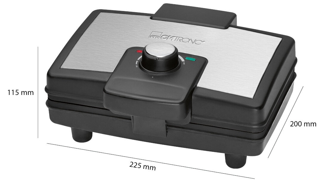 Gofrownica CLATRONIC WA 3606 Czarno-srebrny kompaktowe rozmiary zajmuje niewielkie miejsca uzytkowanie przechowywanie