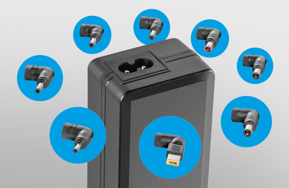 Zasilacz NATEC Temera 70 Lenovo HP Dell Asus osiem wymiennych koncowek