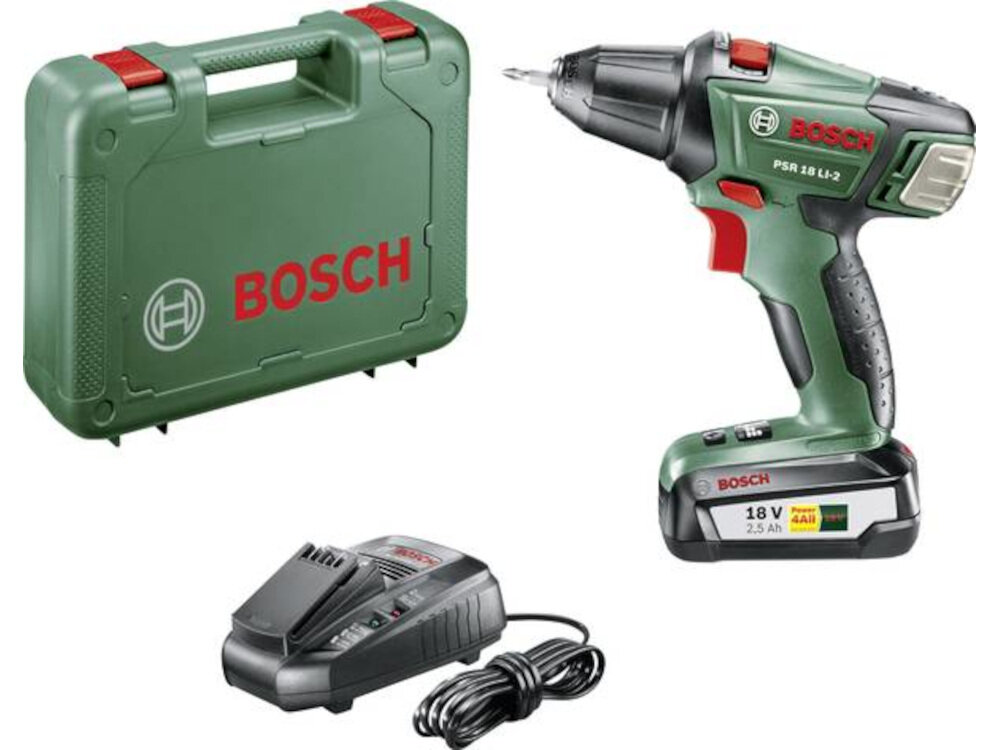 Wiertarko-wkrętarka BOSCH PSR 18 LI-2 poręczna i komfortowa świetne parametry techniczne solidne wykonanie niezawodność ergonomiczna i kompaktowa budowa