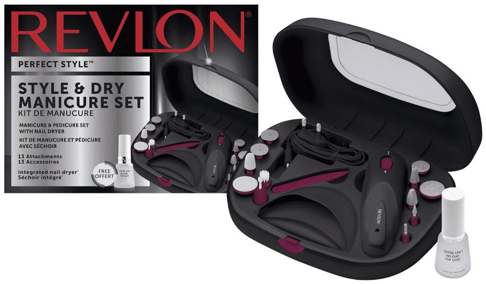 REVLON-4100711 zestaw urządzenie dysk polerujący końcówka kamienna nakładka patyczek skórki szczoteczka czyszcząca instrukcja karta gwarancyjna