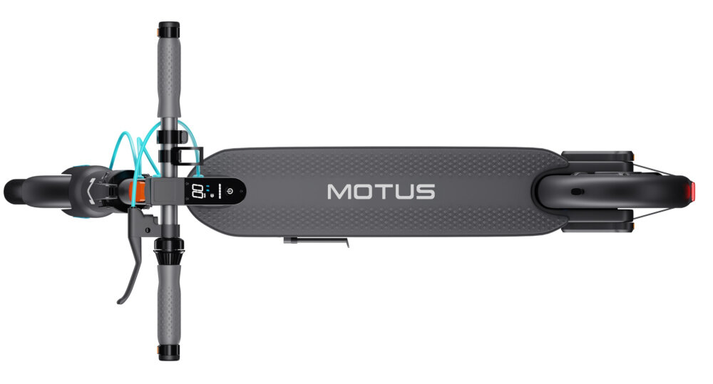 Hulajnoga elektryczna MOTUS Scooty 10 Turkusowy solidna konstrukcja ramy aluminiowa waga 17,8 kg duzy antypslizgowy poklada maksymalne obciazenie do 120 kg