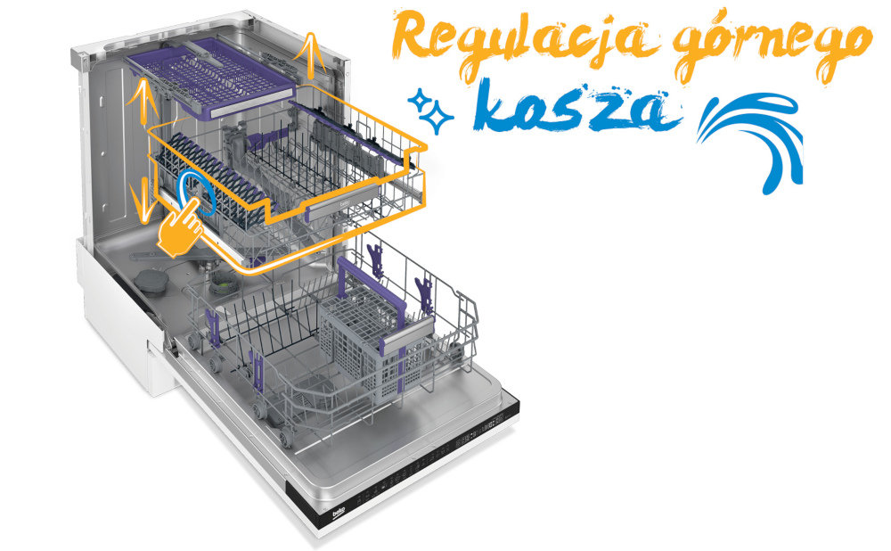 BEKO DFS05011X - Regulacja wysokości górnego kosza