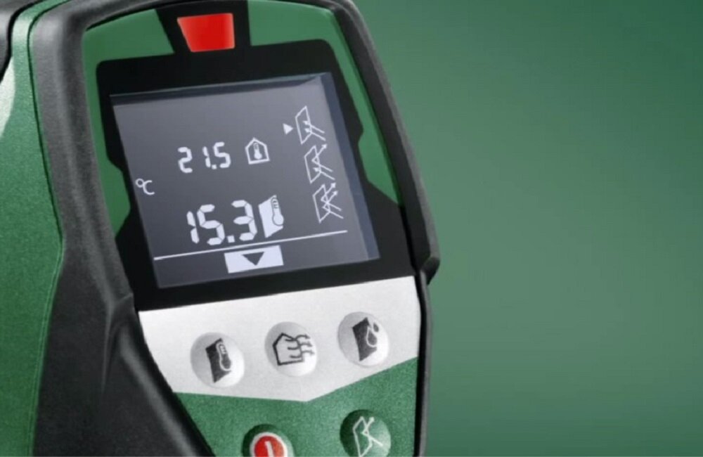 Termo detektor BOSCH PTD 1 urządzenie pomocne podczas pomiarów temperatury powierzchni otoczenia i wilgotności powietrza