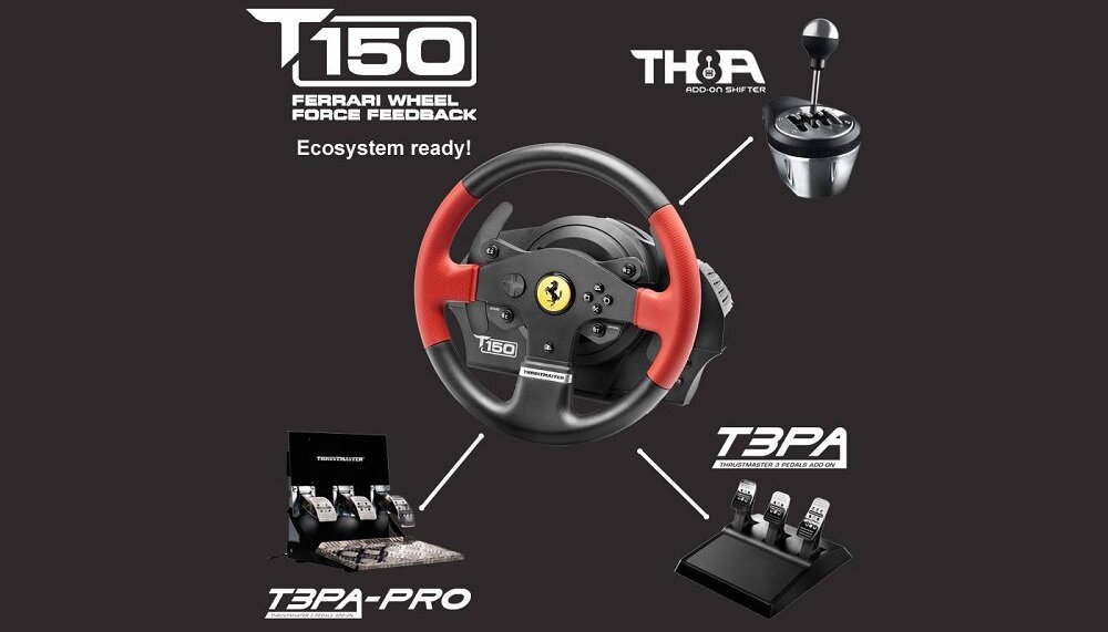 Kierownica Thrustmaster T150 Ferrari przyciski sterujące bez odrywania rąk od kieronicy