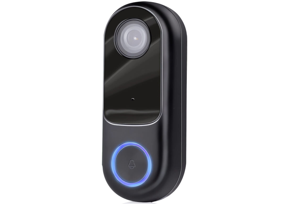 Wideodomofon ALPINA 6468 Bezprzewodowy Wi-Fi, aplikacja, smartfon, reagowanie, Dwukierunkowy, audio, na białym tle wideodomofon pionowo frontem prawo skos