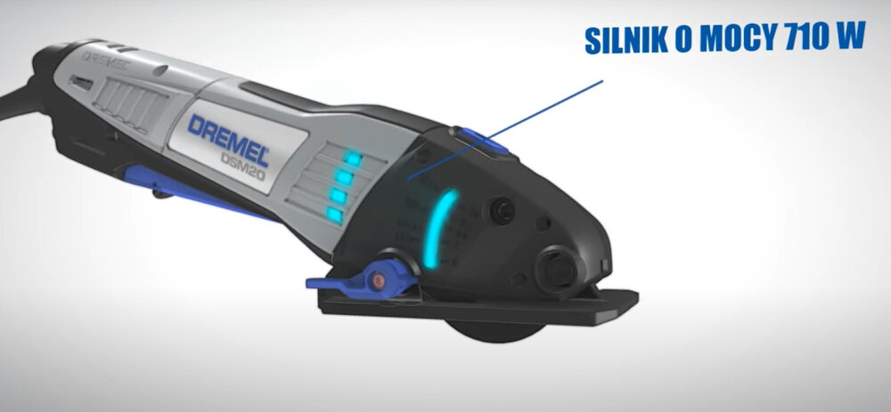 Piła tarczowa DREMEL DSM20-3-4 silnik moc 710 W maksymalna prędkość obrotowa do 17000 obr/min