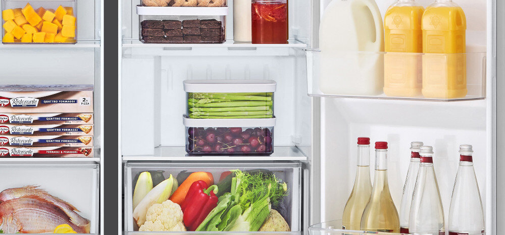 LODÓWKA LG GSLC40EPPE wnętrze półki szuflady pojemność półki szkło hartowane wytrzymałość