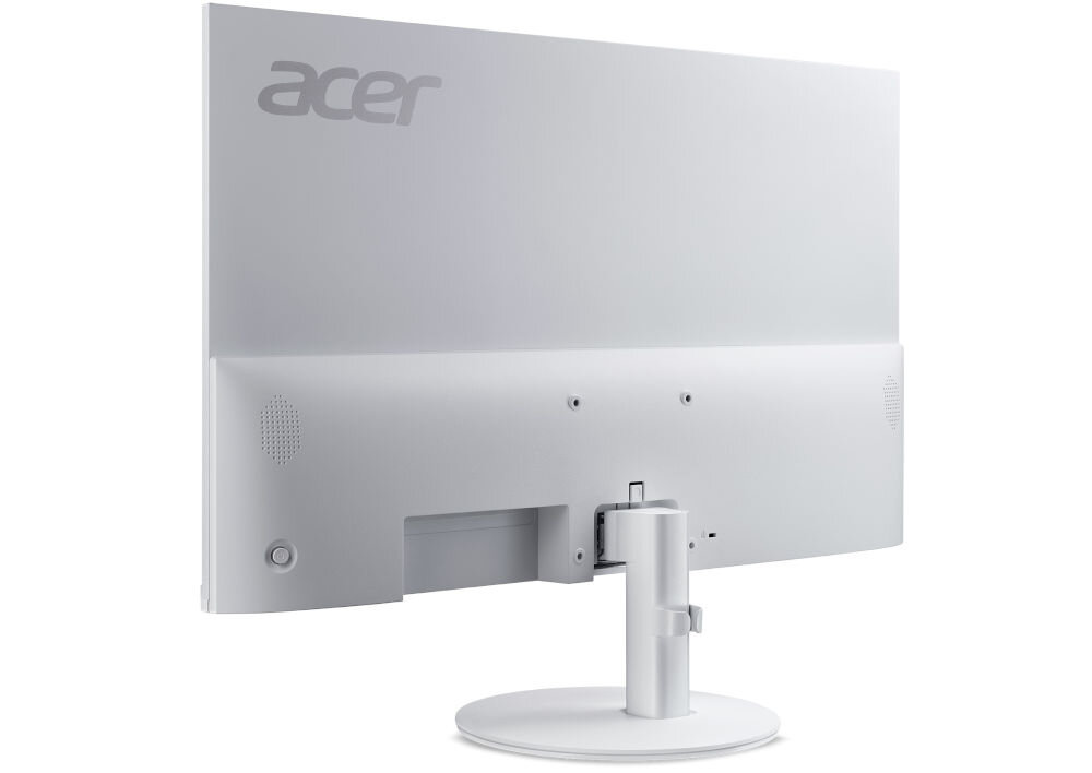 Monitor ACER SA273P1WMIX 27 cali 1920x1080px IPS 144Hz 1 ms [VRB] prezentacja monitora pod kątem od tyłu na białym tle regulowana podstawa zakres regulacji dostosowanie pozycji ograniczenie napięcia
