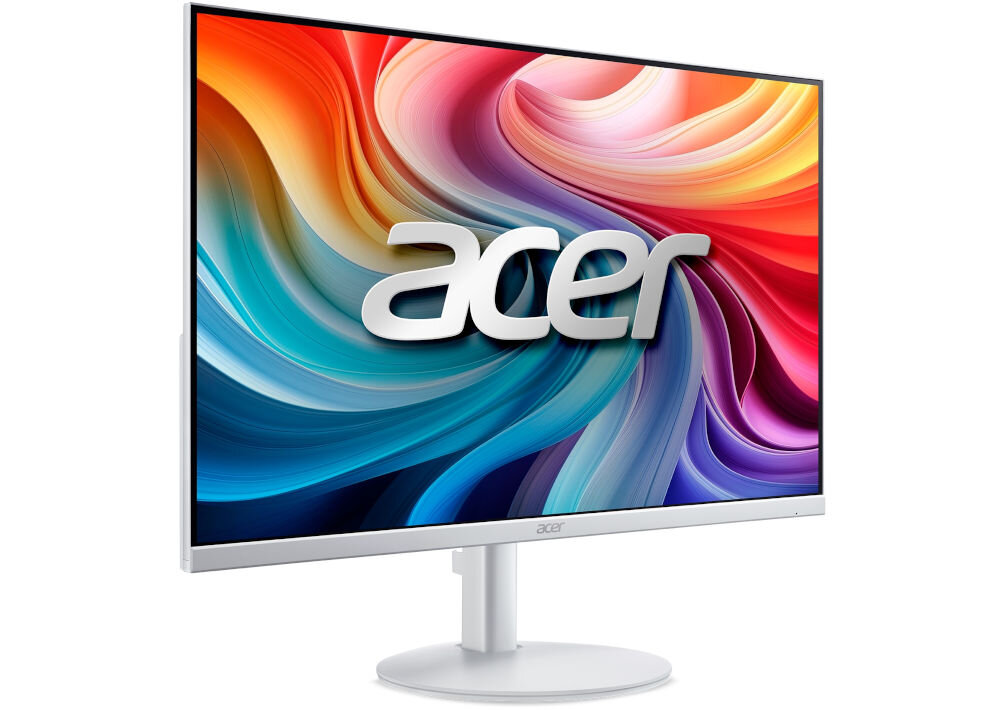Monitor ACER SA273P1WMIX 27 cali 1920x1080px IPS 144Hz 1 ms [VRB] prezentacja monitora od przodu pod kątem na białym tle 99% palety sRGB realistyczne intensywne kolory immersja przyjemny dla oka obraz