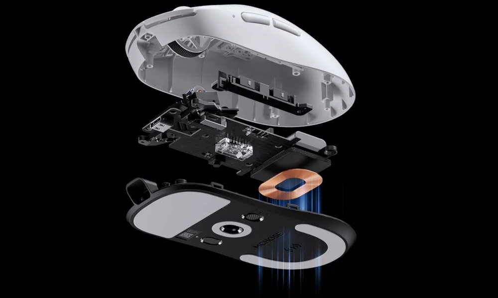 Mysz MCHOSE A7 V2 Pro MCHOSE A7 V2 Pro Black przełączników Omron Mechanical Switch 100 milionów kliknięć Wysoka trwałość A7 V2 Pro - mysz rozebrana na części pierwsze