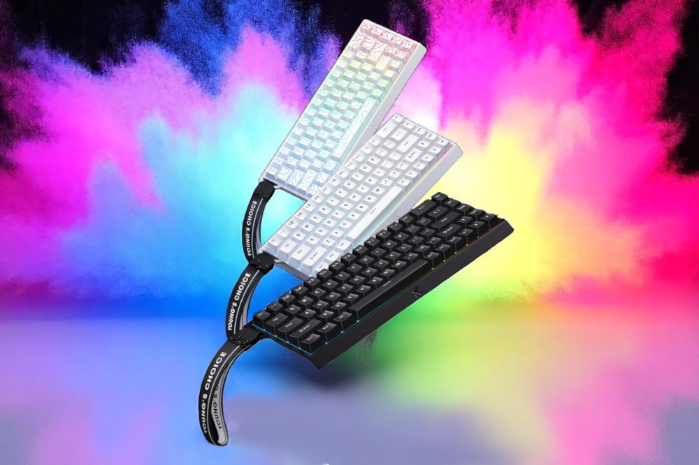 MCHOSE MC-ACE68 klawiatura w trzech odcnieniach na kolorowym tle