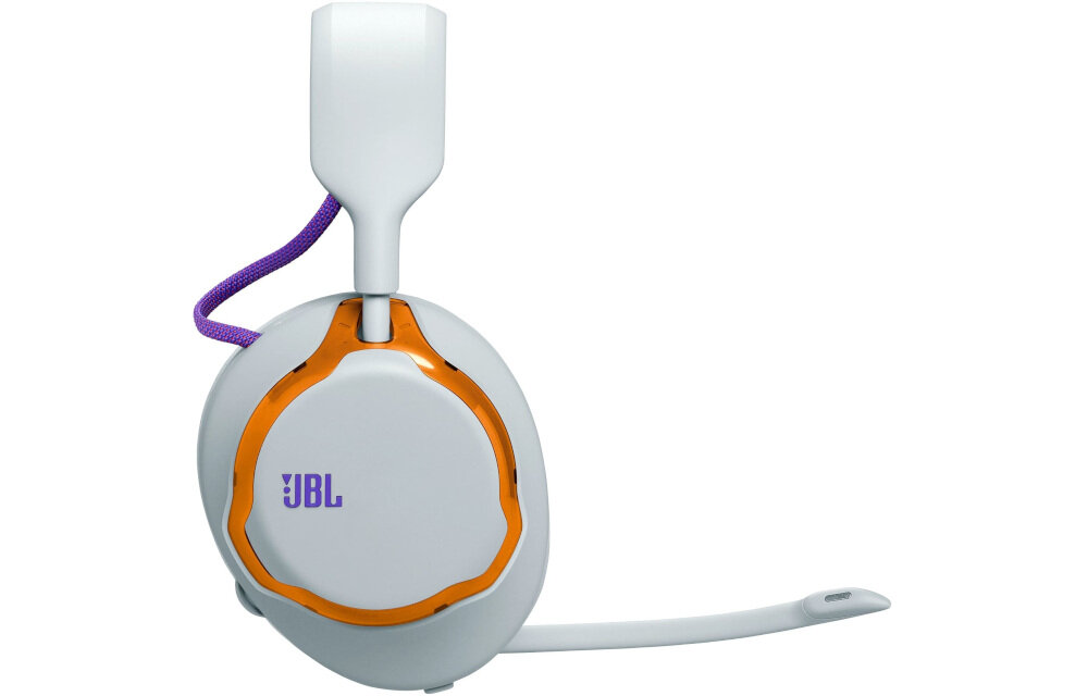 Słuchawki JBL Quantum 650 kompatybilność PC konsola Bluetooth USB-C, słuchawki z boku na białym tle