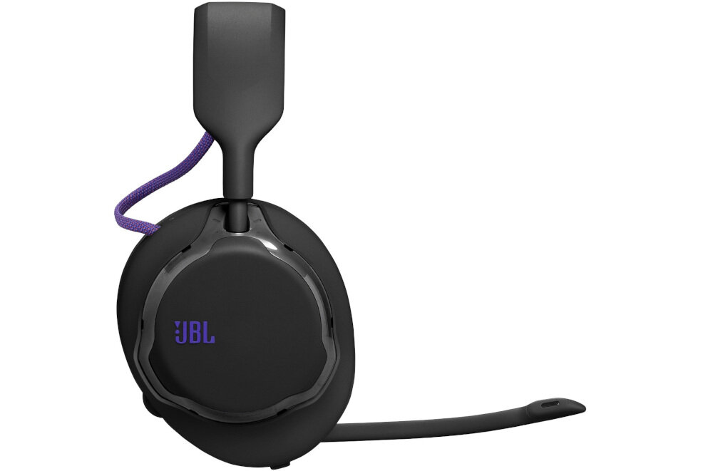 Słuchawki JBL Quantum 650 kompatybilność PC konsola Bluetooth USB-C, słuchawki z boku na białym tle