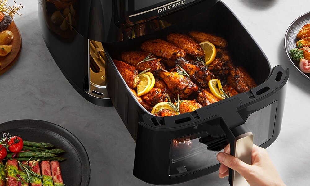 Air Fryer Frytkownica beztłuszczowa DREAME AF30 Czarny 7l, z okienkiem do obserwacji postępów gotowania