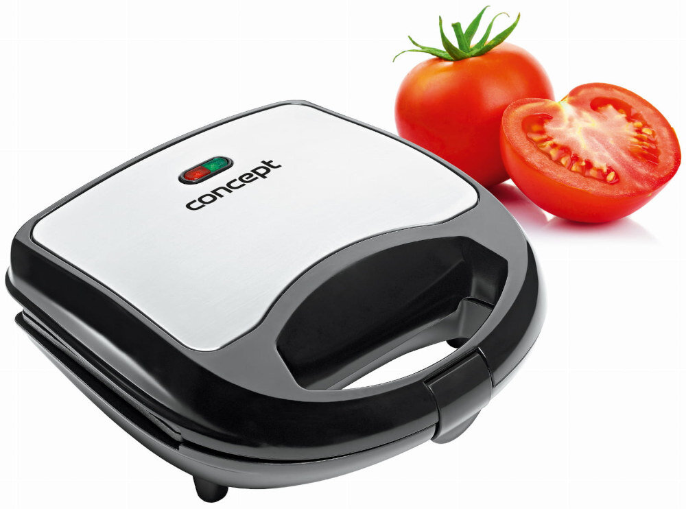 Opiekacz CONCEPT SV-3030 trójkąt stal nierdzewna + czerń 700 W wygląd design tło prezentacja wizualizacja Szybkie posiłki bez wysiłku