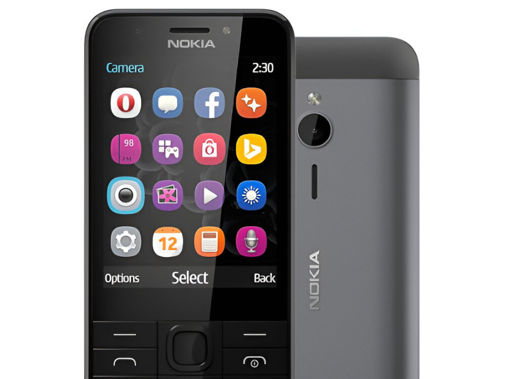 Telefon NOKIA 230 Dual SIM ekranem o przekątnej 2,8 cala Opera Mini, Bing Search MSN Weather