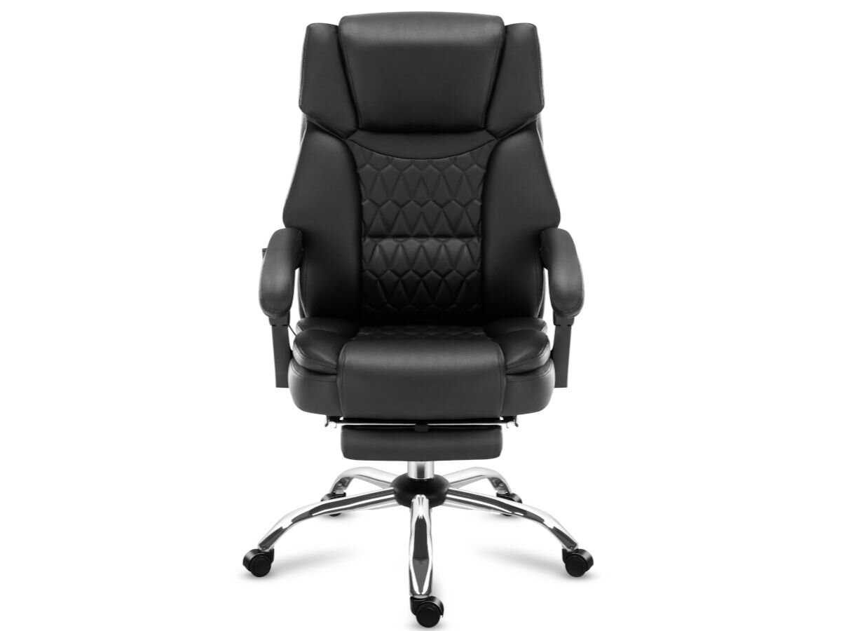 Fotel MARK ADLER Boss 6.0 Czarny, ergonomiczny, zadabanie, zdrowie, samopoczucie, na białym tle fotel frontem na wprost